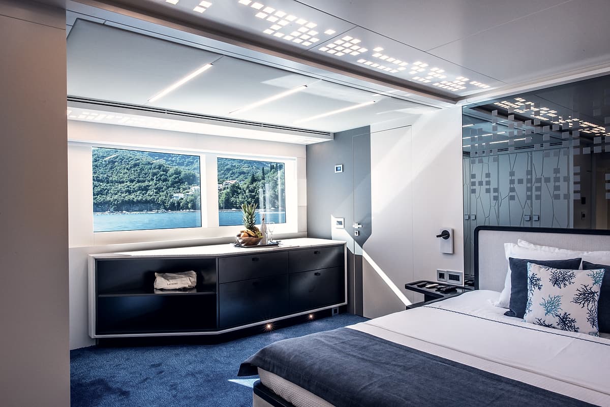 Interior detail aboard a motor yacht